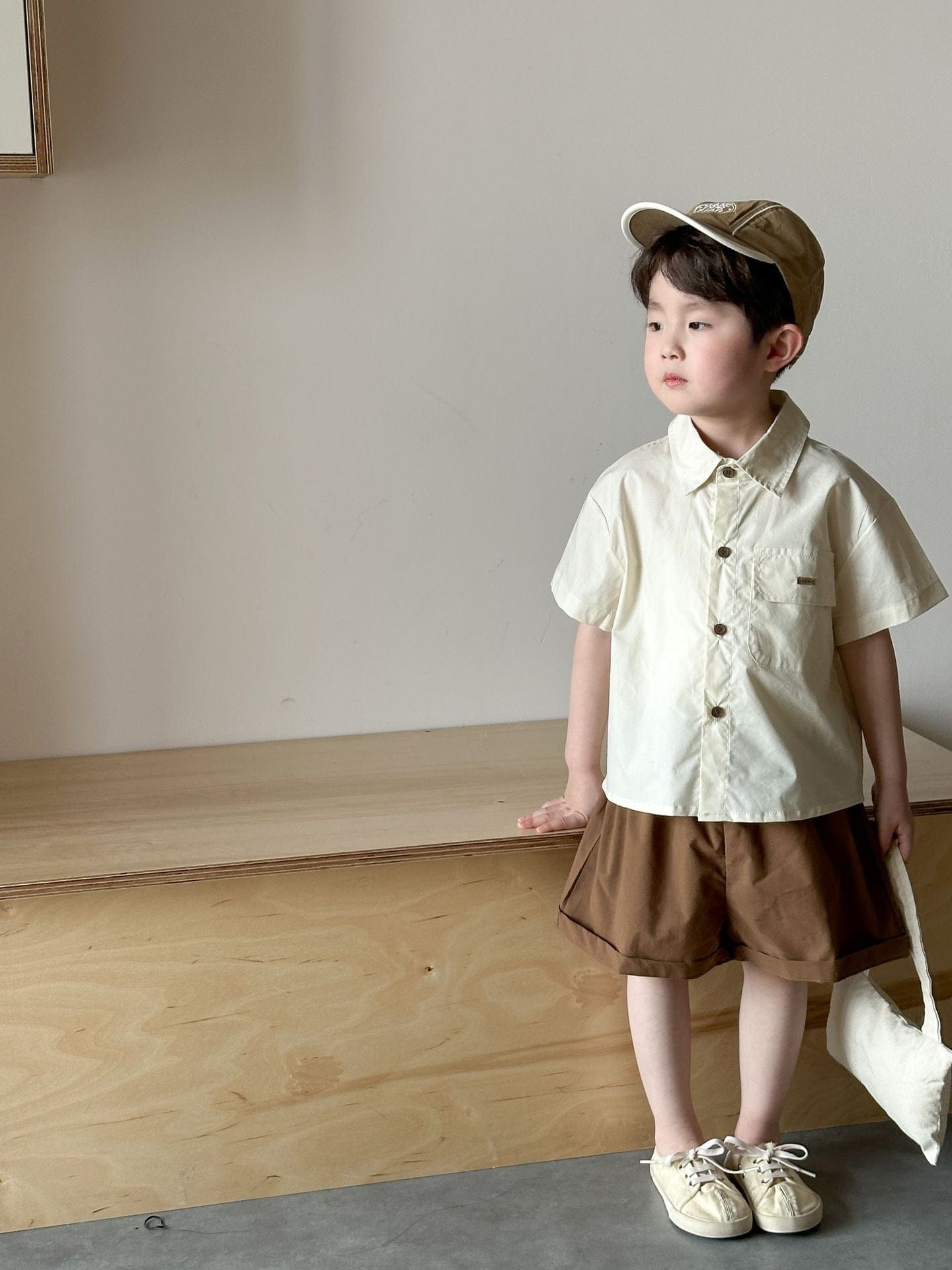 半袖セットアップ Boys set / 80cm ハートプリントガールズノースリーブブラウス+ロングパンツ/ボーイズ半袖シャツ+ショートパンツ セットアップ 2点セット【mh0009831】