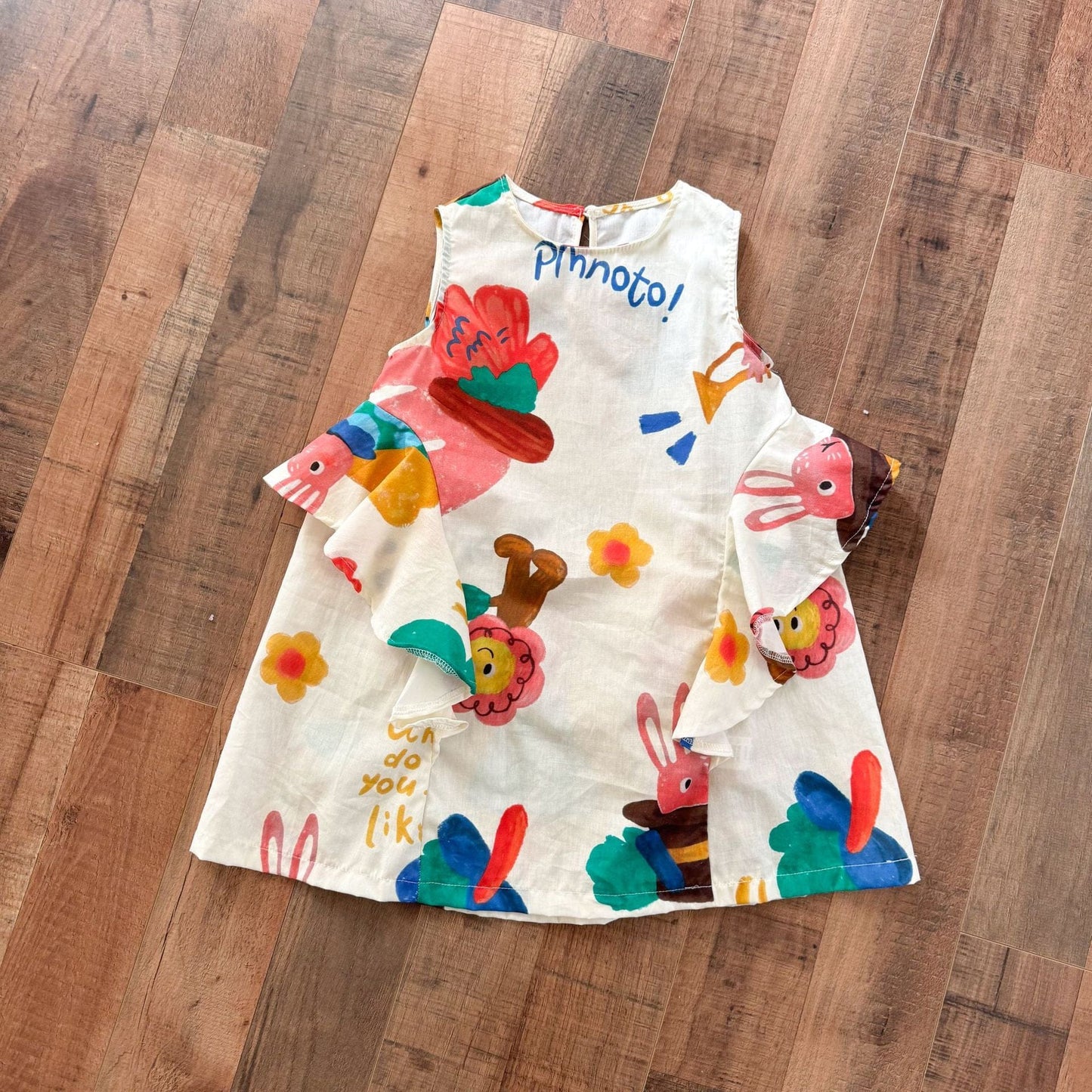 ノースリーブワンピース Bunny + Bag / 80cm カラフルプリントノースリーブワンピース【mh0010182】