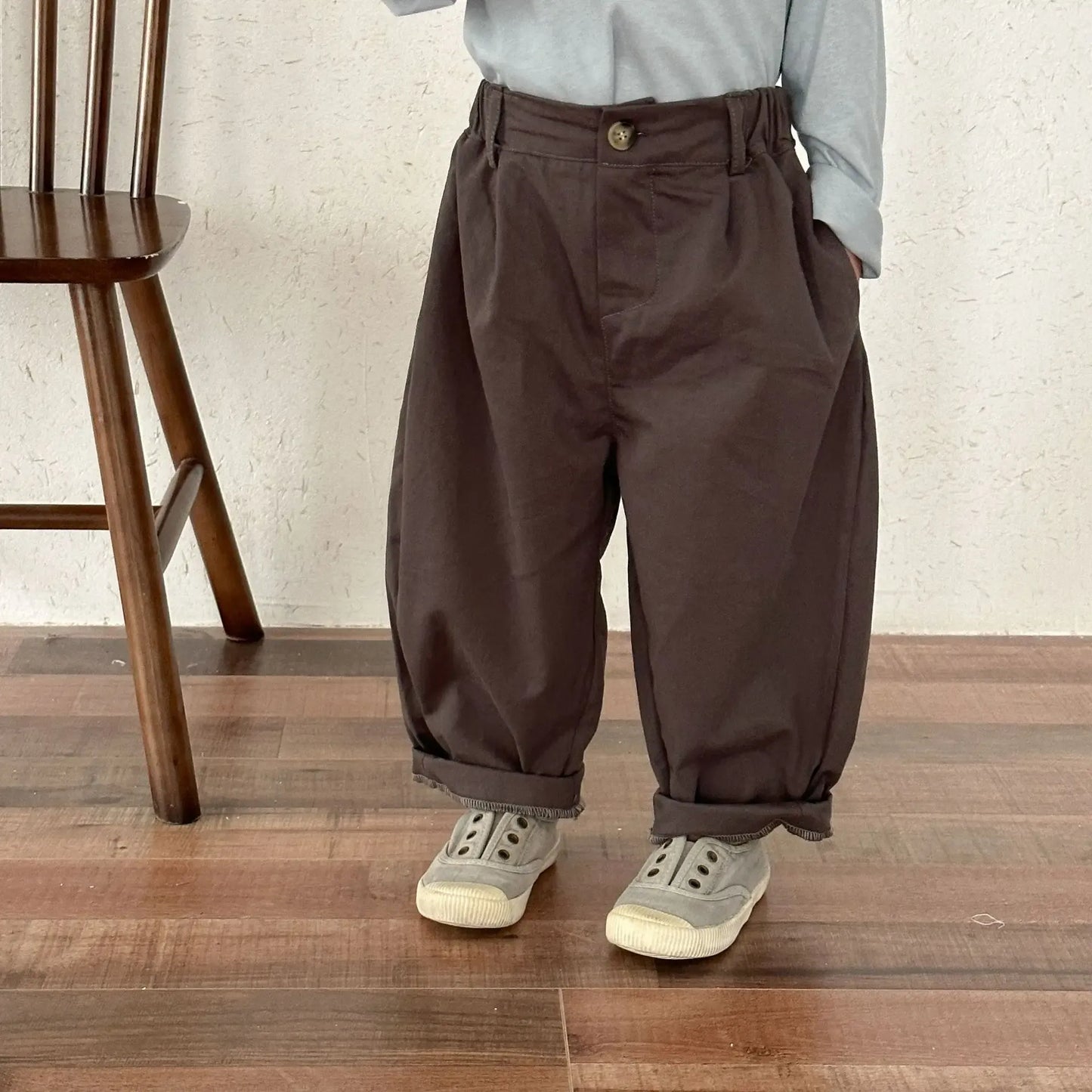 ロングパンツ・スウェットパンツ Dark Gray / 80cm 12M キッズパンツ シンプルベーシックルーズワイドロングバレルパンツ【mh0008779】