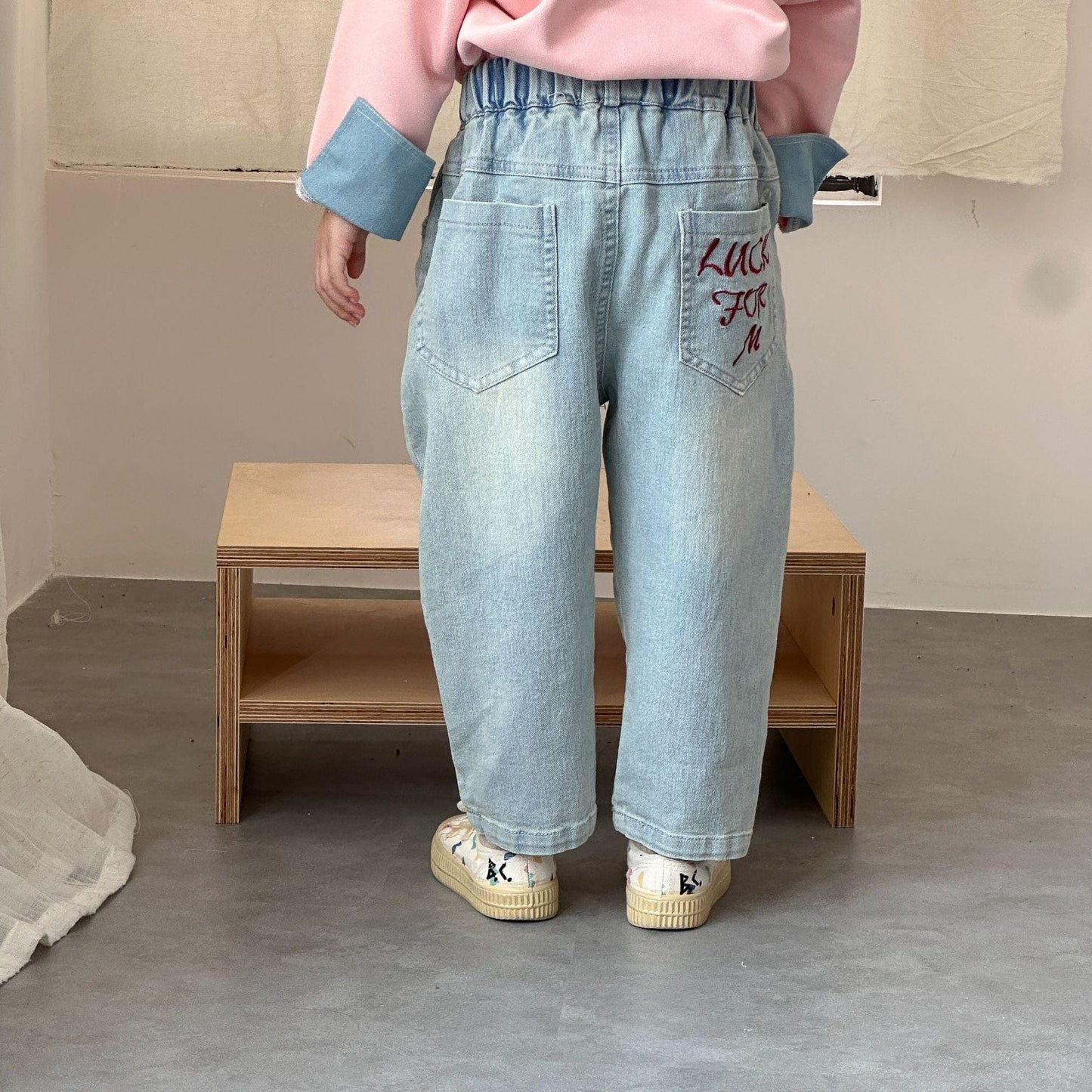 デニムパンツ Denim Blue / 80cm ポケットロゴデニムルーズパンツジーンズ【mh0010498】