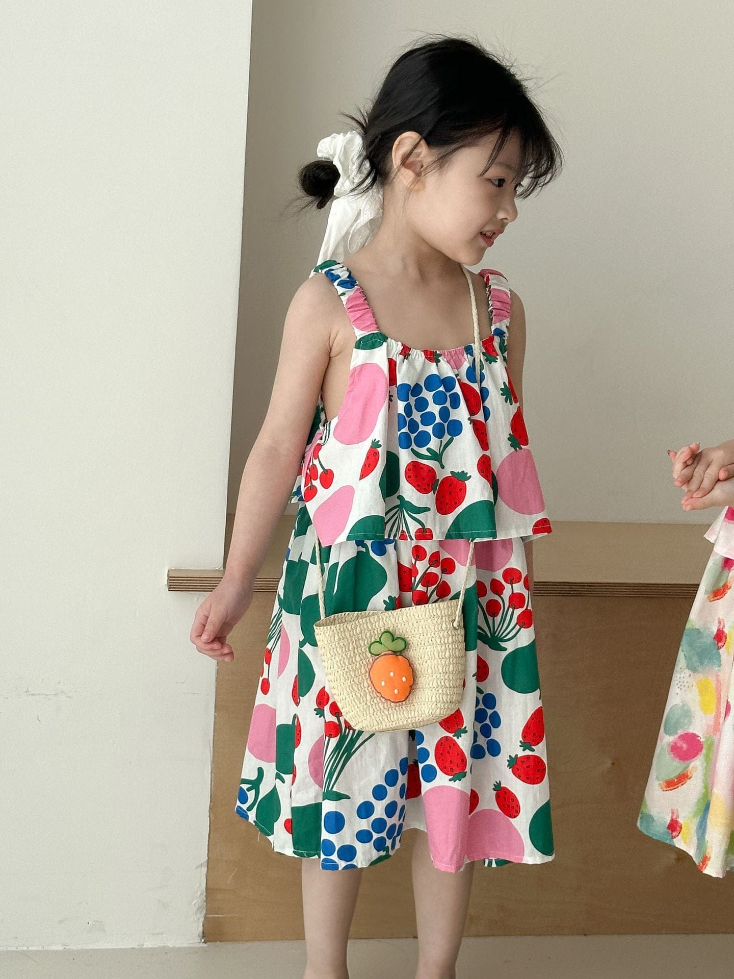 ノースリーブワンピース fruit + bag / 80cm カラフルフルーツプリントキャミソールワンピース【mh0009836】