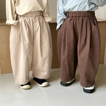 ロングパンツ・スウェットパンツ キッズパンツ ポケットロゴプリントロングワイドルーズパンツ【mh-0008775】