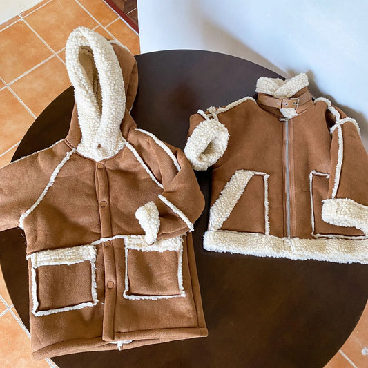 ロングコート キッズアウター 裏ボアフリースフェイクムートンジャケットコート ロング/ショート【mh0007783】