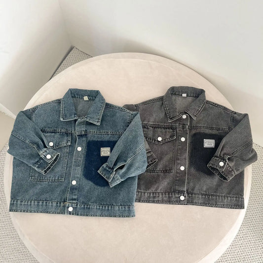 ショートコート・ジャケット・ジャンパー キッズアウター パッチワークポケットデニムジャケットブルゾン【mh0008517】