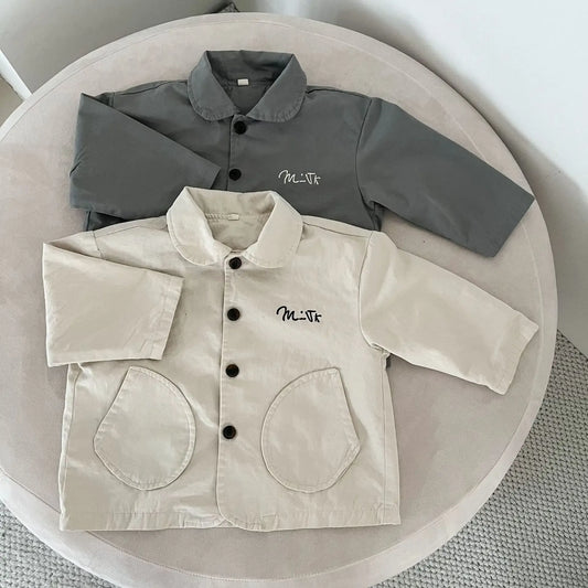 ショートコート・ジャケット・ジャンパー キッズアウター ロゴワンポイント襟付きスプリングコートジャケット【mh0008826】