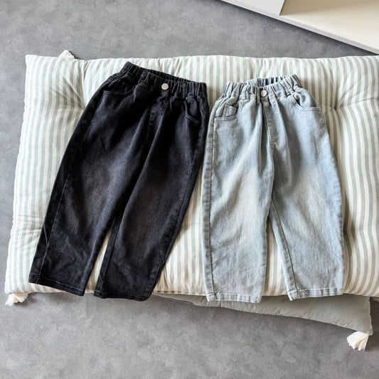 デニムパンツ ポケットロゴデニムルーズパンツジーンズ【mh0010498】