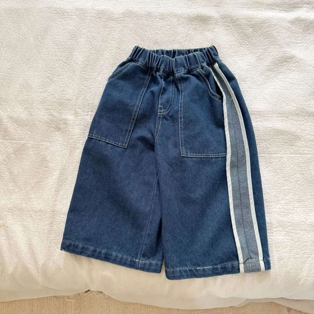 デニムパンツ サイドラインデニムワイドパンツ【mh0011242】