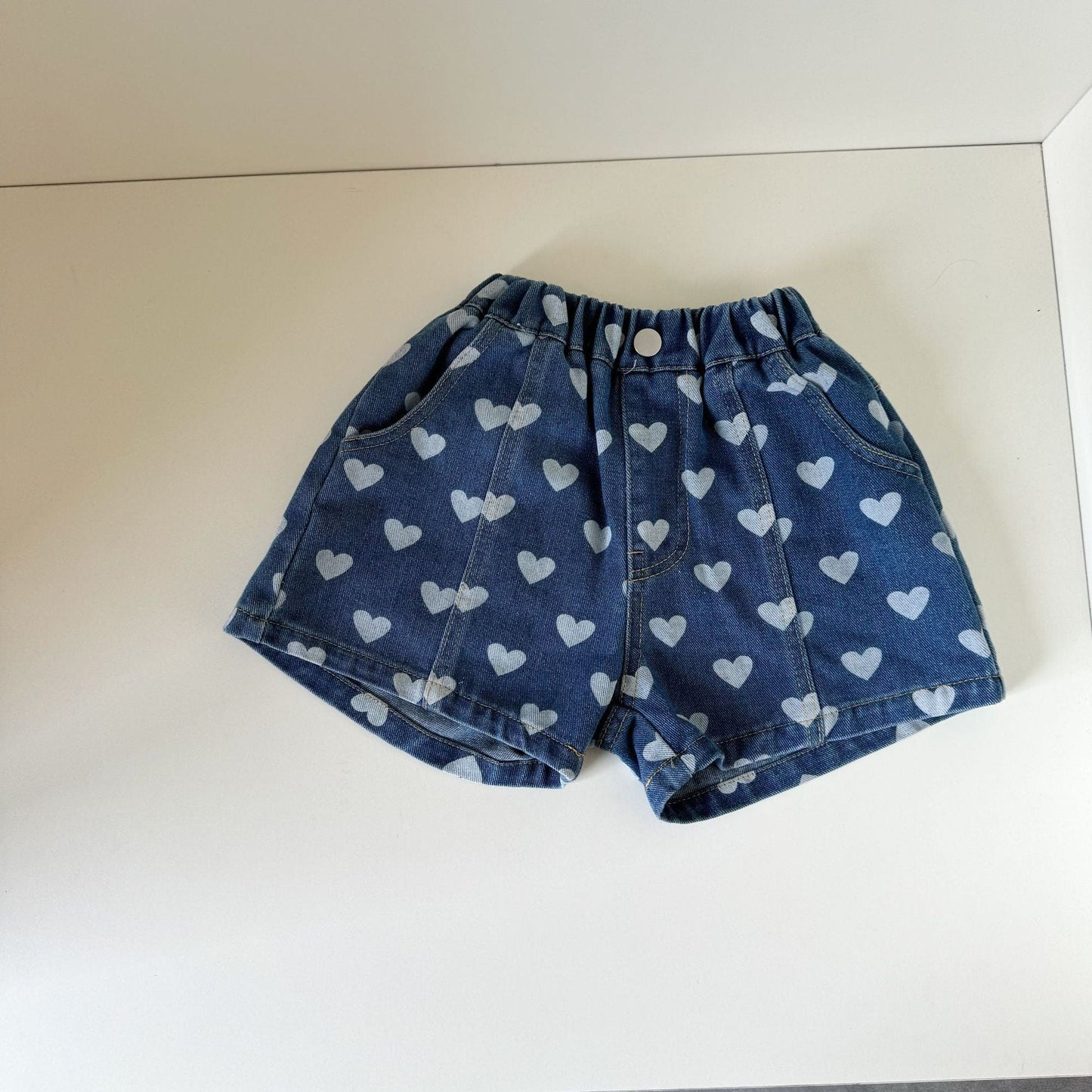 ハーフパンツ・ショートパンツ Navy / 80cm ハートプリントデニムショートパンツ【mh0010180】