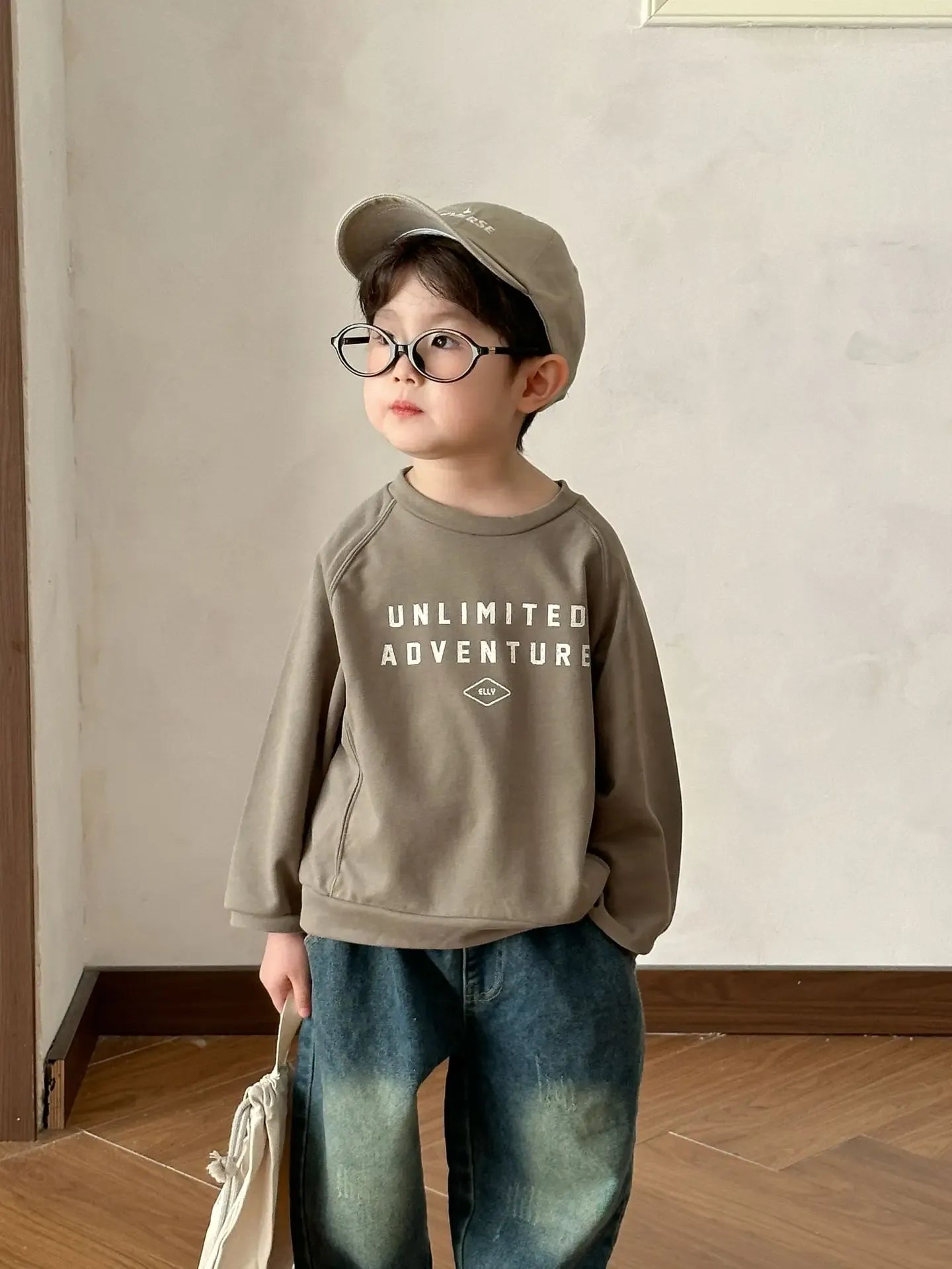 長袖Tシャツ Green / 80cm 12M キッズトップス レターロゴプリント長袖スウェットシャツ【mh0008061】