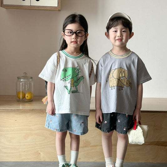 半袖Tシャツ 恐竜ダイナソープリント尻尾付き半袖Tシャツ【mh0009828】