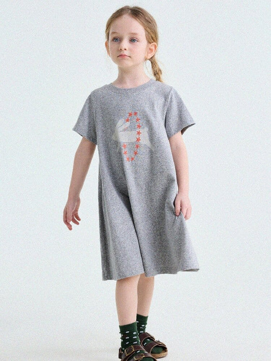 Rabbit Print A-line T-shirt Dress Aライン 半袖ワンピース【mh0013189】 yunerma 半袖ワンピース