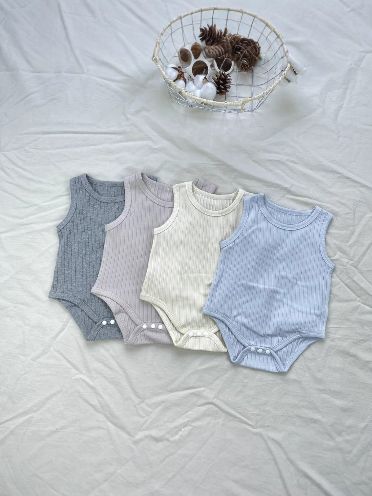Ribbed Basic Sleeveless Romper 無地 ノースリーブロンパース【mh0012898】 yi nian ni ノースリーブロンパース