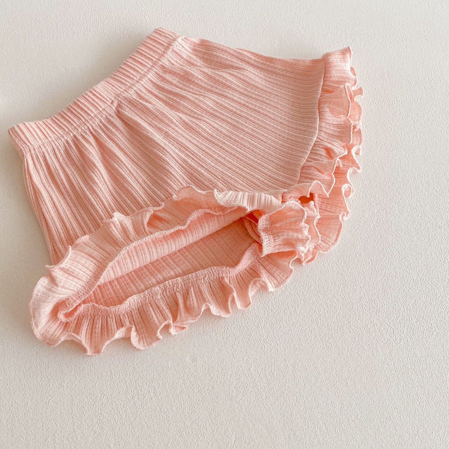 Ruffle Sleeve Ribbed Set ラッフル袖トップス+パンツ セット【mh0012338】 Beitaoya