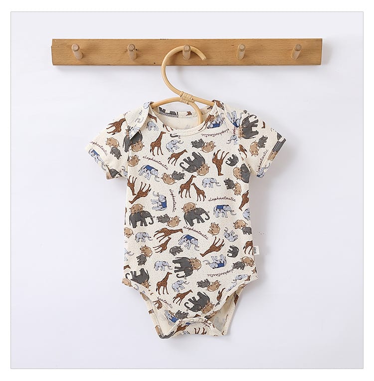 Short-Sleeve Animal Fruit Cotton Romper ポッププリント 半袖ロンパース【mh0004862】 Beitaoya 半袖ロンパース