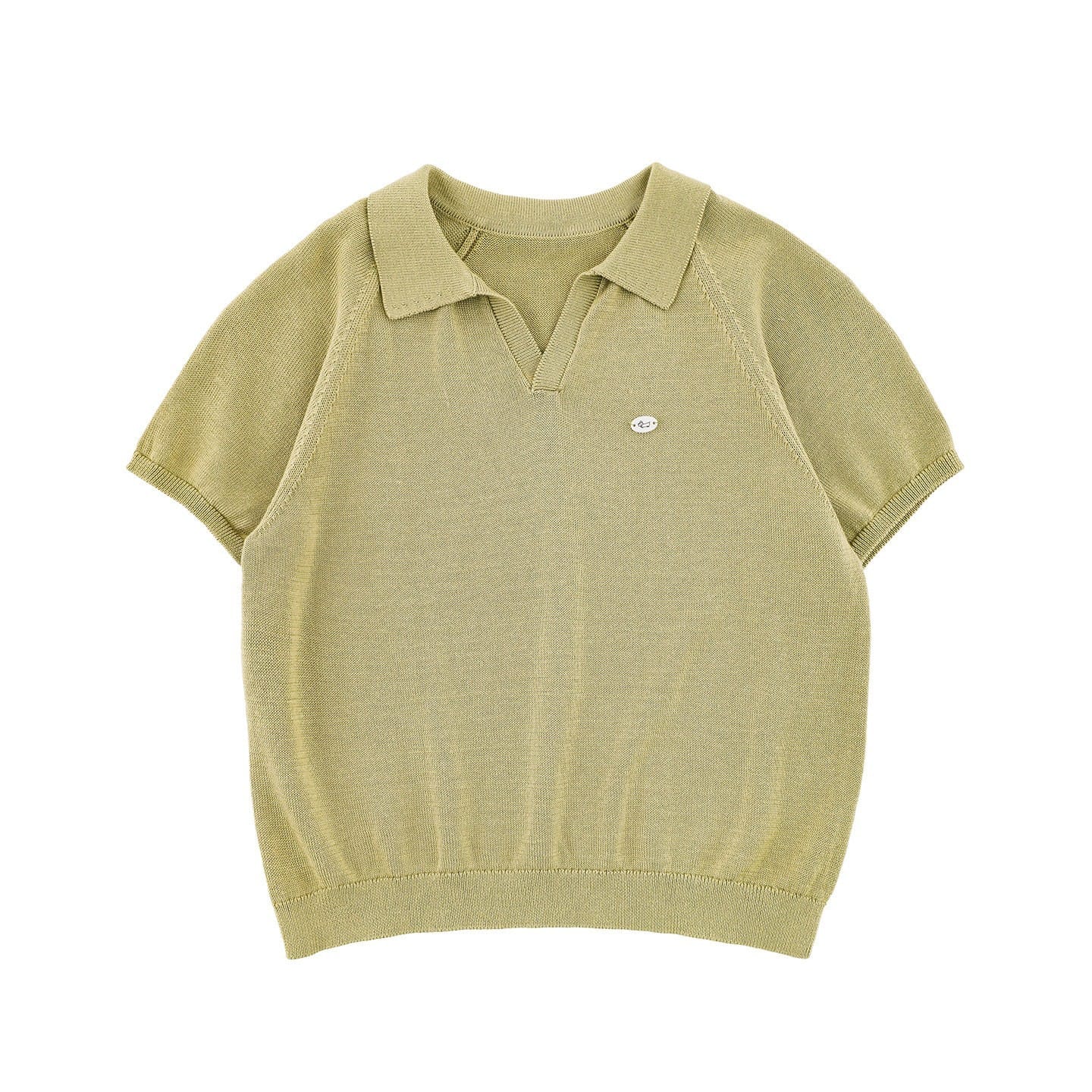 Simple Knit Polo Shirt Short Sleeve サマーニット Vネック ポロシャツ【mh0012737】 Green【pre-order】 / 100cm YoehYaul 半袖シャツ・ブラウス