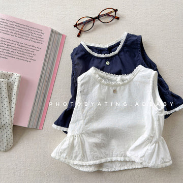 Sleeveless Lace Peplum Shirt レース ノースリーブブラウス【mh0013455】 ADbaby タンクトップ・キャミソール・ノースリーブトップス
