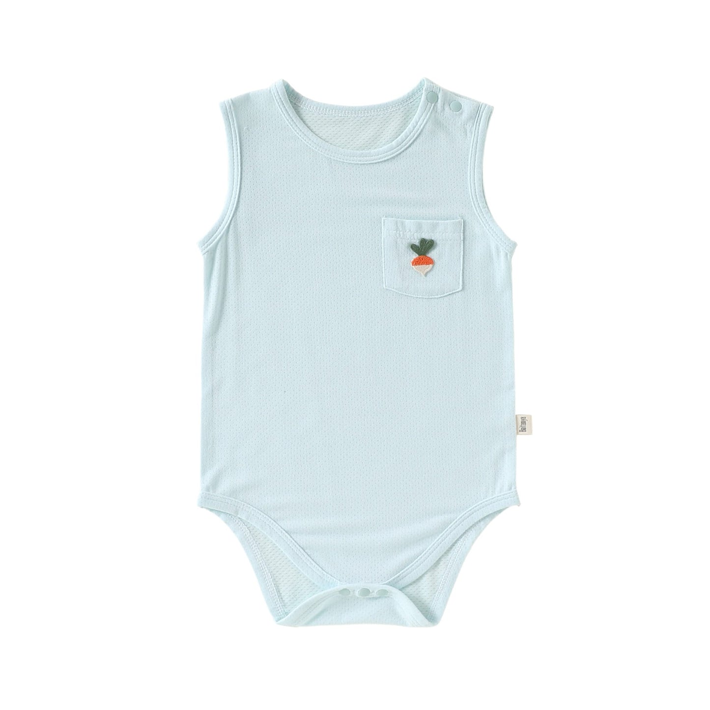 Sleeveless Pocket Modal Romper ワンポイント フルーツ ノースリーブロンパース【mh0012779】 Blue / 66cm Beitaoya ノースリーブロンパース