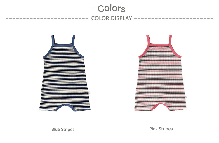 Sleeveless Striped Cotton Romper ボーダー ノースリーブロンパース【mh0013500】 Beitaoya ノースリーブロンパース