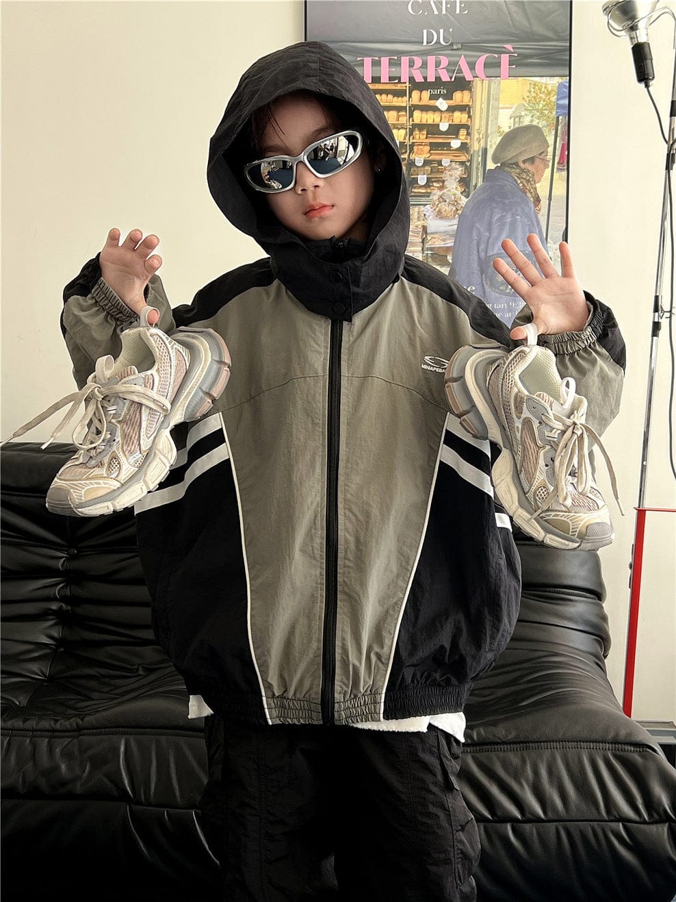 ショートコート・ジャケット・ジャンパー キッズアウター カラーブロックパッチワークジップアップウィンドブレーカーブルゾンジャケット【mh0009130】