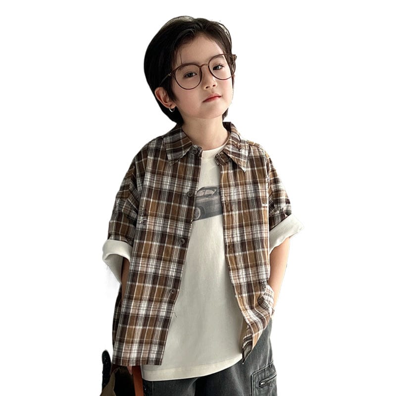 半袖シャツ・ブラウス レトロチェック半袖シャツ【mh0009958】