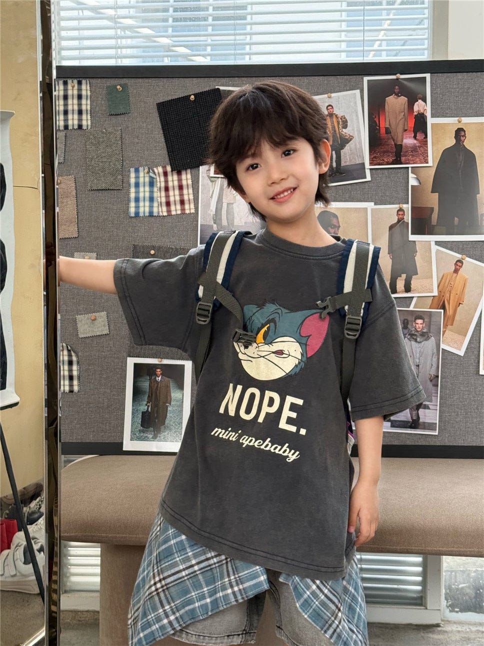 半袖Tシャツ Blue Gray / 100cm アメリカンプリント半袖Tシャツ【mh0009938】