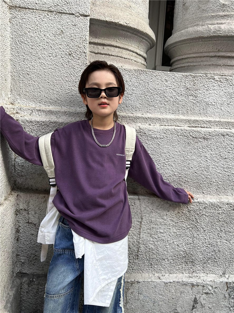 長袖Tシャツ Purple / 90cm キッズトップス ワンポイント長袖Tシャツ【mh0009133】