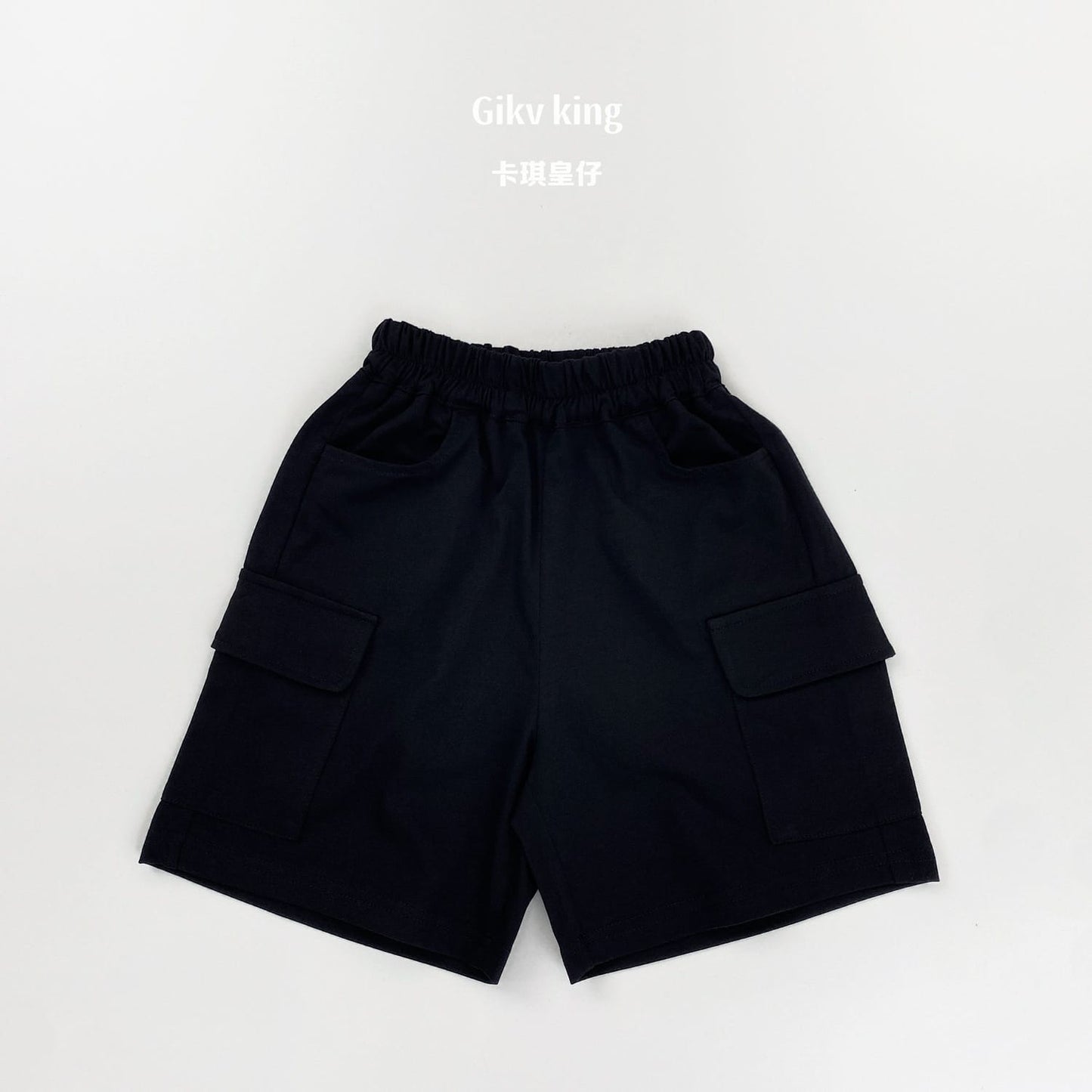 Solid Cargo Pocket Cotton Shorts カーゴ ハーフパンツ【mh0013487】 Black / 80cm Gikv king ハーフパンツ・ショートパンツ