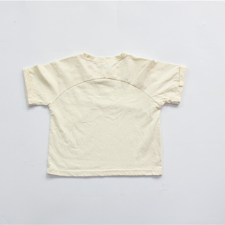Solid Color Crew Neck Loose T-shirt キッズ 半袖 ルーズTシャツ【mh0012257】 Beige / 80cm Forest Map