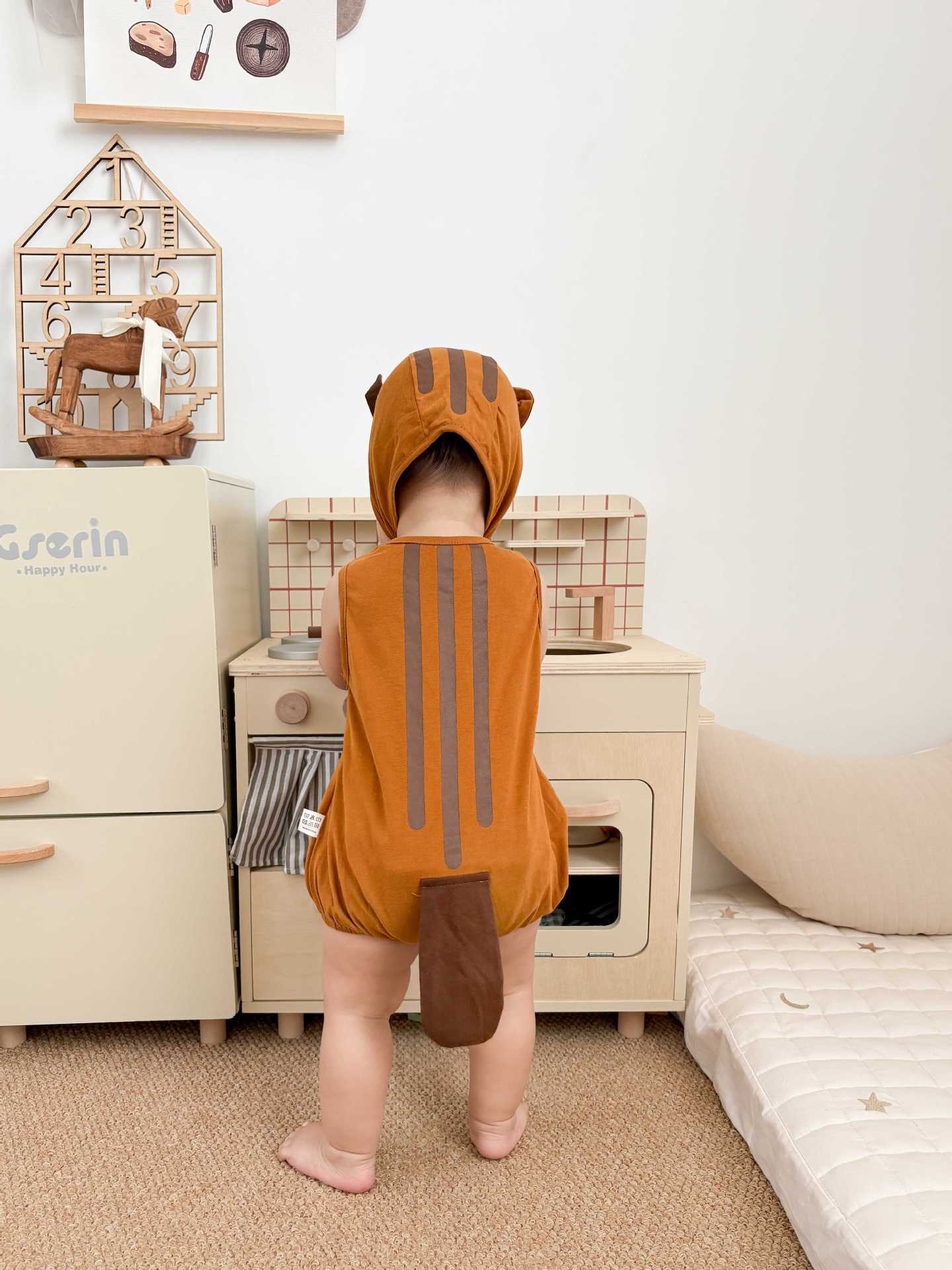 Squirrel Hooded Sleeveless Romper りす ノースリーブロンパース【mh0013398】 TOMMY'S GIFTS ノースリーブロンパース