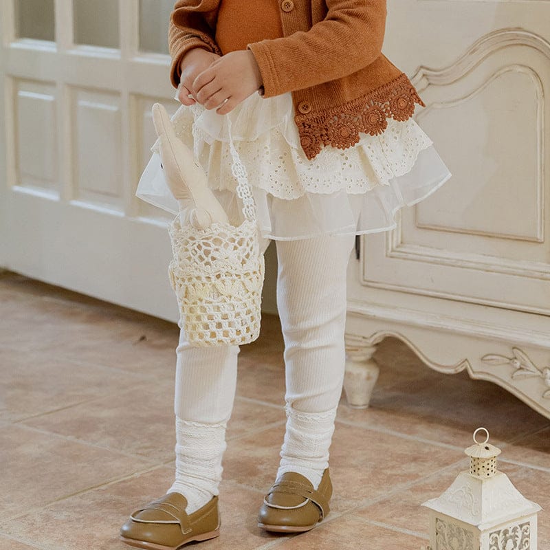 レギンスパンツ Apricot / 90cm キッズパンツ チュチュチュールフリルスカートドッキングレギンスパンツ【mh0009056】