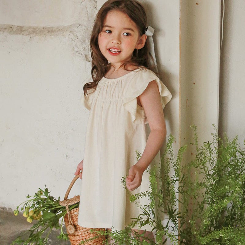 半袖ワンピース Beige / 90cm フリルスリーブガーリーワンピース【mh0010277】