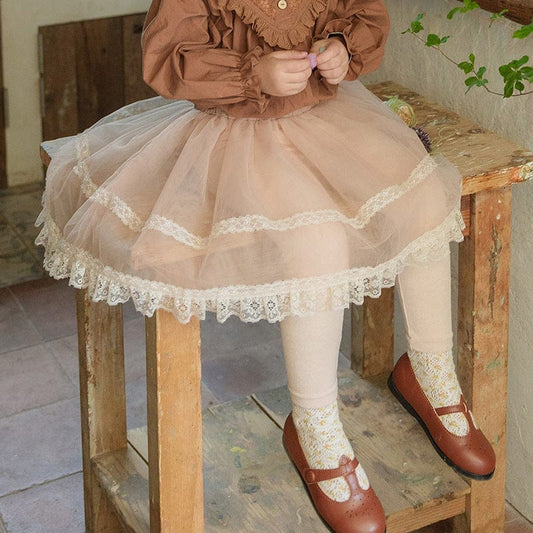 レギンスパンツ キッズパンツ ミドル丈チュールスカートドッキングレギンスパンツ【mh0009063】