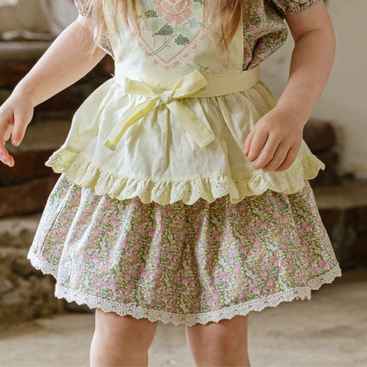 スカート フラワープリント裾レースパンツインスカート【mh0010273】