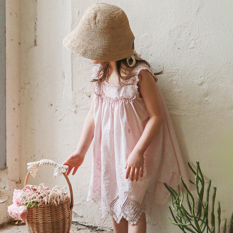 ノースリーブワンピース Pink / 90cm スカラップレースキャミソールワンピース【mh0010298】