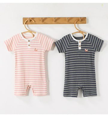 Stripe Short Sleeve Romper ボーダー 半袖ロンパース【mh0013032】 Beitaoya 半袖ロンパース