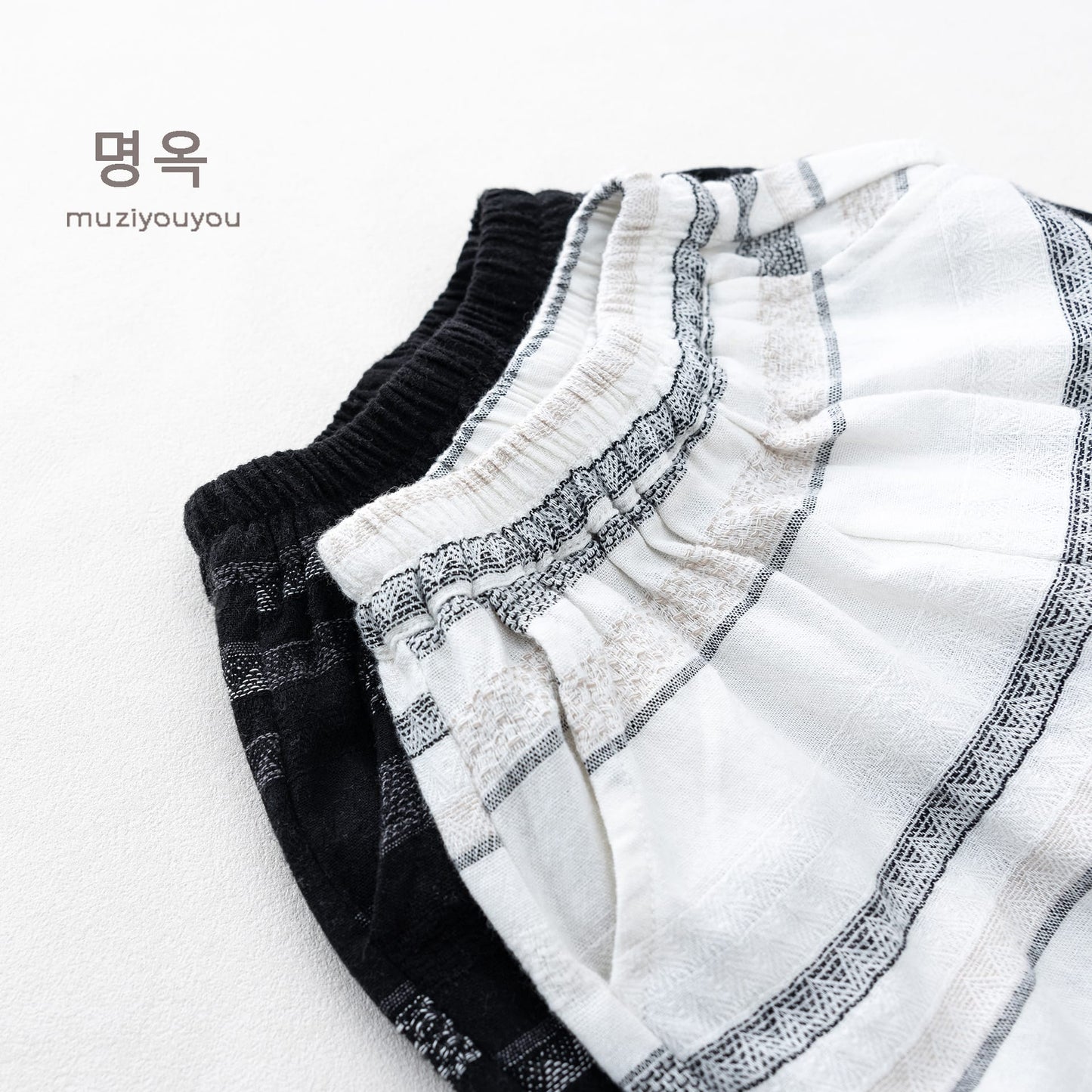 Striped Breathable Shorts コクーン ハーフパンツ【mh0013139】 명옥 muziyouyou ハーフパンツ・ショートパンツ