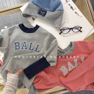 Striped Logo Printed Sweatshirt ボーダー ロゴ スウェットシャツ【mh0012446】 ADbaby 長袖Tシャツ