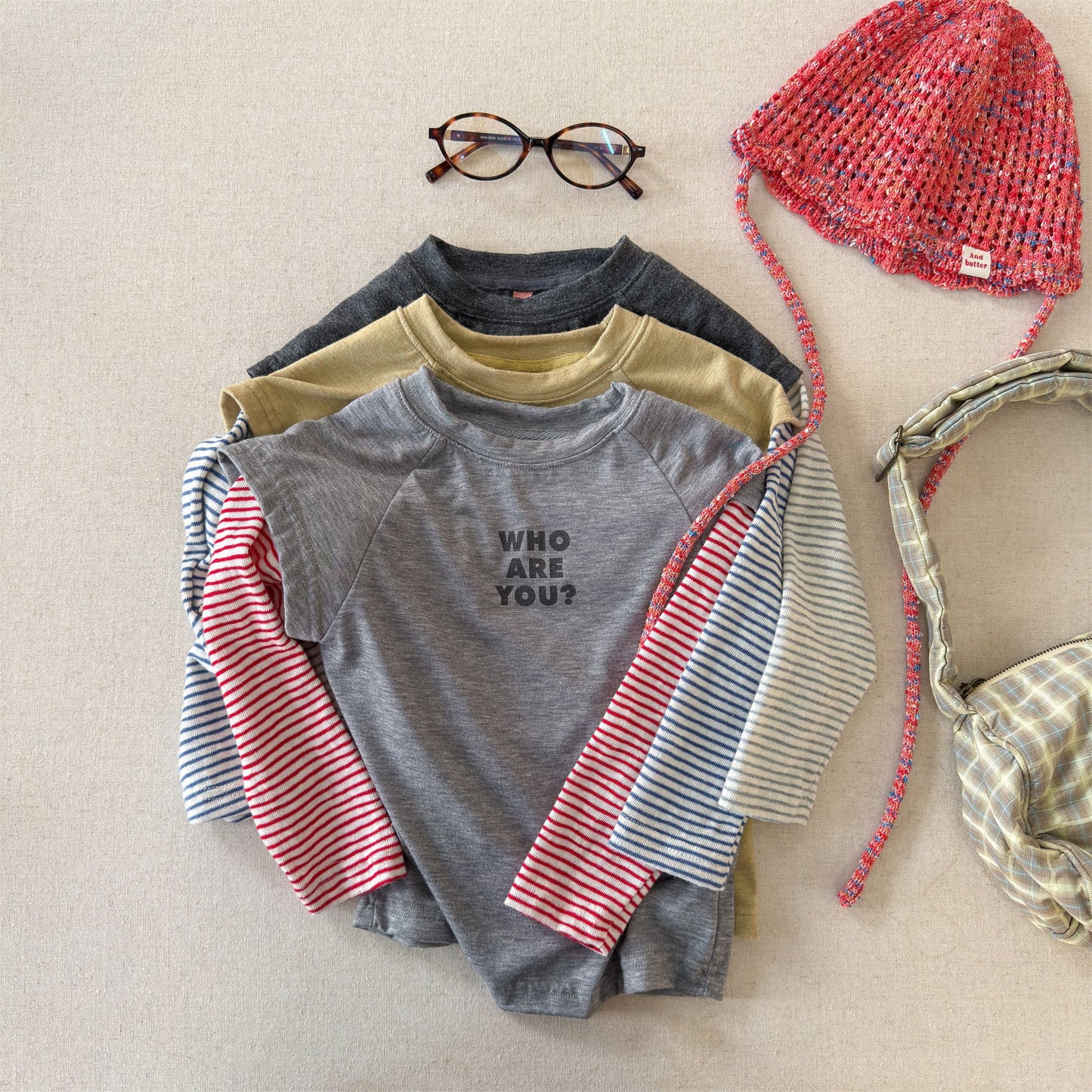 Striped Sleeve Layered Top ボーダー袖 レイヤード 長袖 Tシャツ【mh0012474】 ADbaby 長袖Tシャツ