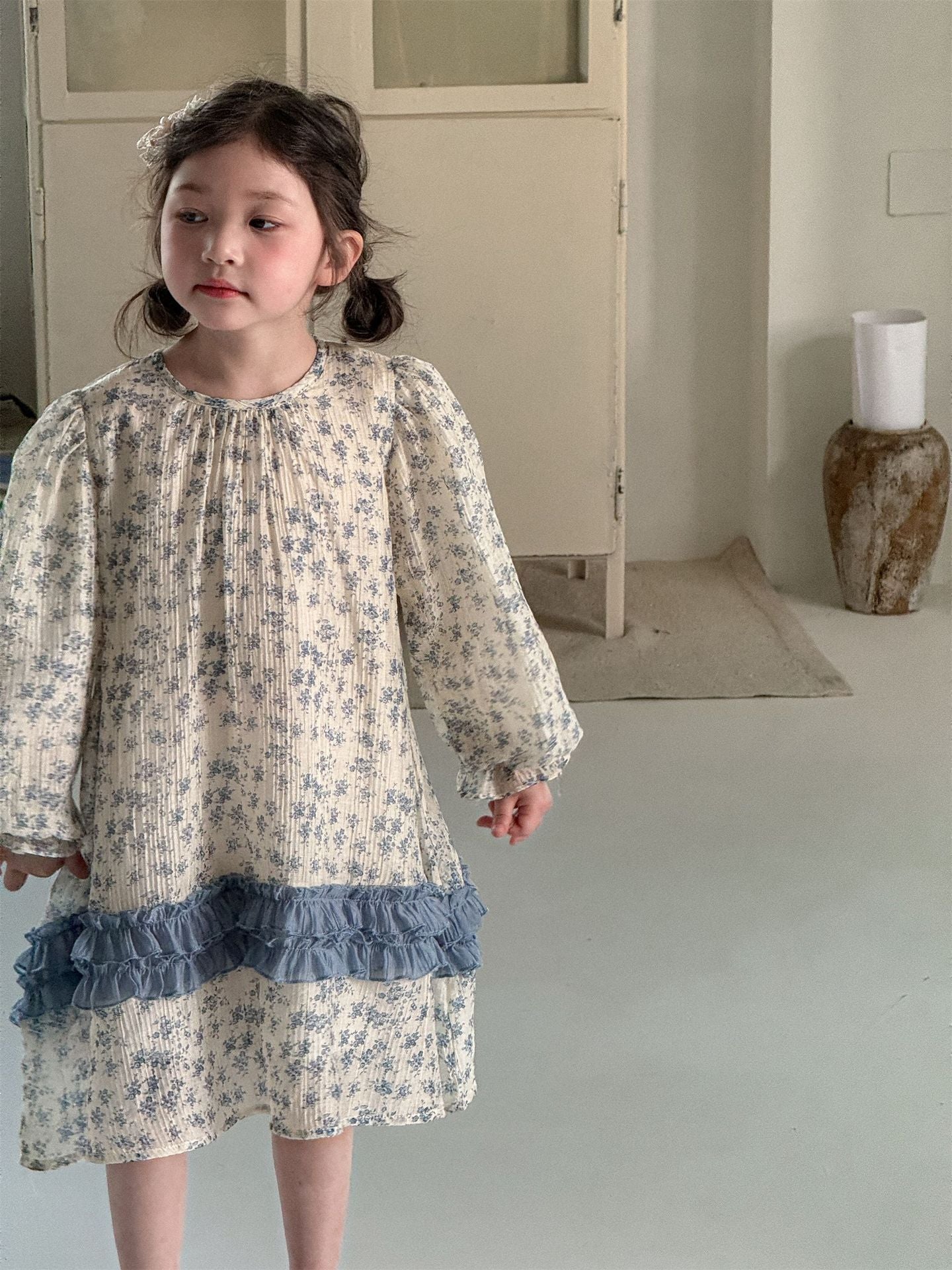 Sweet Floral Long Sleeve Dress 小花柄プリント 長袖ワンピース【mh0012277】 Laibaobao