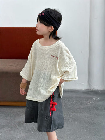 ルーズシルエット ロゴ刺繍 半袖Tシャツ【mh0013740】 MEEGO JAM 半袖Tシャツ
