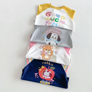 キッズ キャラクタープリント 配色ラグラン 長袖Tシャツ【mh0014040】 mamahalo kids 長袖Tシャツ