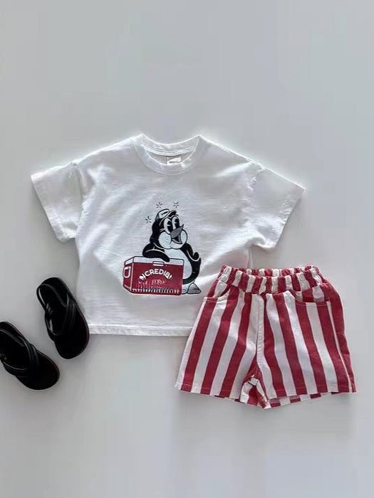 Retro Nautical Raglan T-shirt ペンギン クルーネック 半袖Tシャツ【mh0012928】