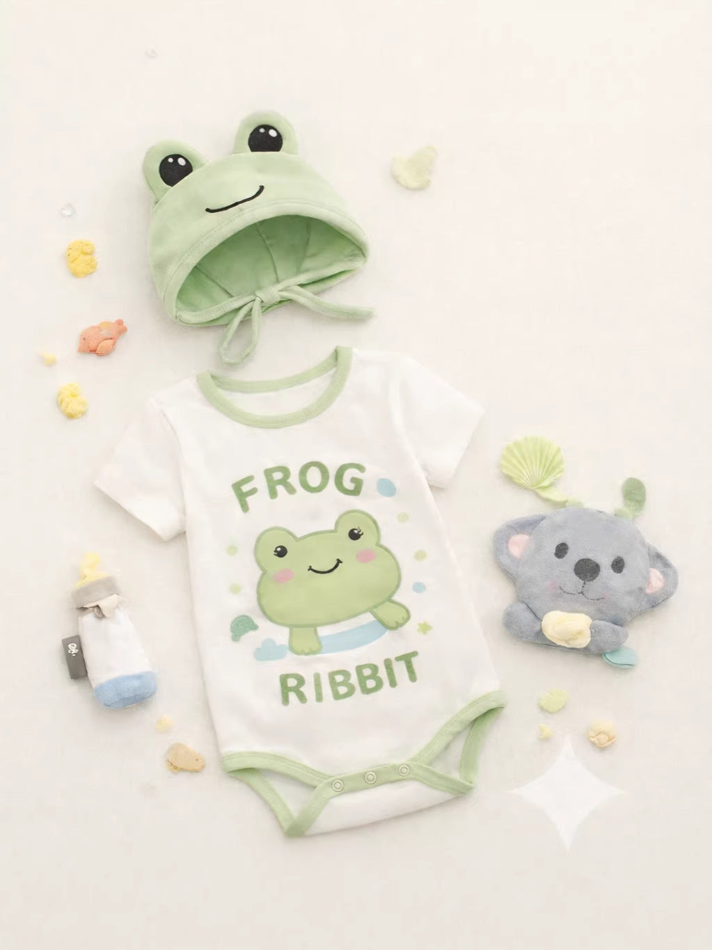 半袖ロンパース Frog Shape Short Sleeve Jumpsuit カエルデザイン 半袖 ロンパース【mh0012231】