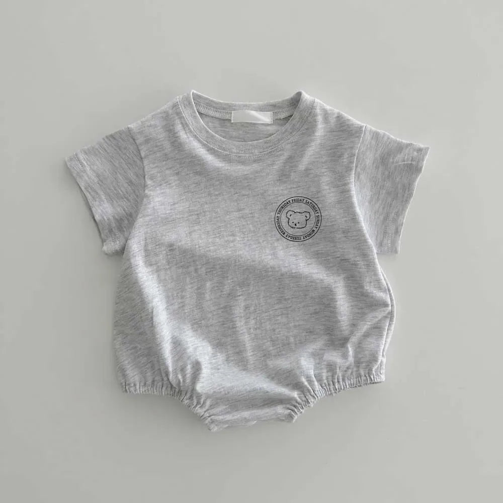 半袖ロンパース gray bodysuit / 6M 66CM ベビートップス/ロンパース 半袖Tシャツ/半袖ボディスーツ ワンポイントロゴ 3カラー【mh0004844】