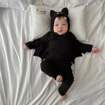 長袖セットアップ ベビーコスチューム バットスーツ コウモリ ハロウィンコスチューム シャツ+パンツ+帽子 Halloween 👻【mh0006500】