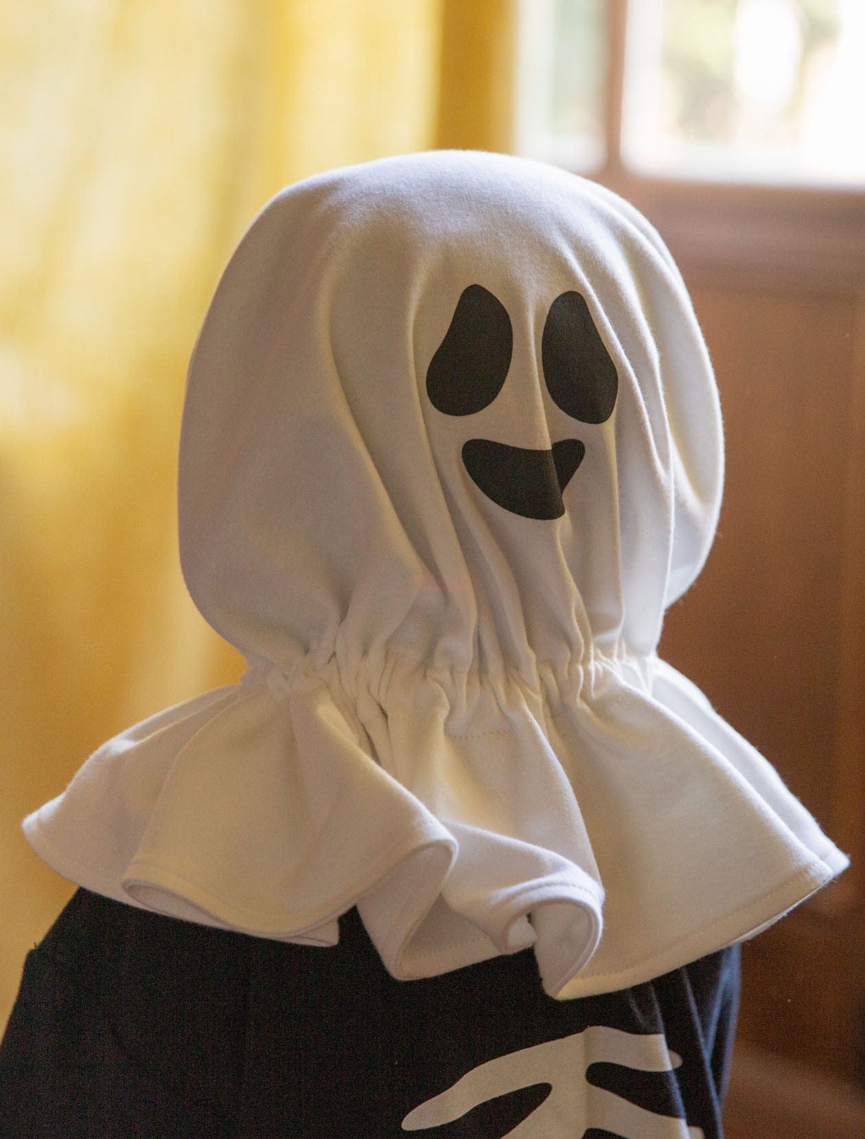 長袖ジャンプスーツ hood (Free size) / 66cm ハロウィンコスチューム スケルトン骸骨ジャンプスーツ/おばけフード帽子【mh0010542】