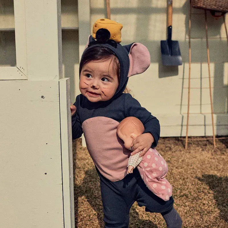 長袖ロンパース ベビー ねずみ 耳付きフード ロンパース ハロウィーン コスチューム【mh0000102】