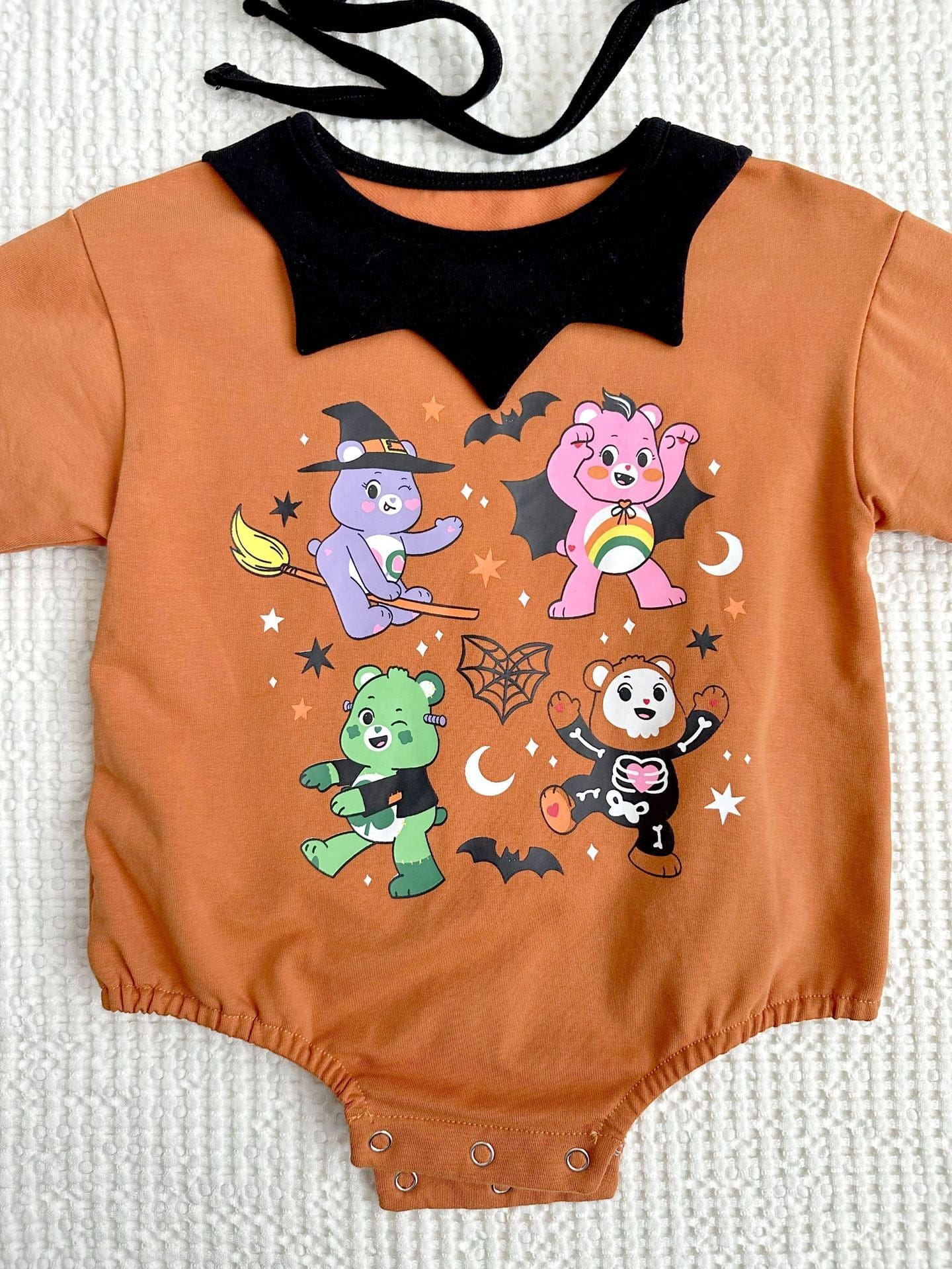 長袖ロンパース ハロウィンコスチューム ベアくまプリントパンプキンロンパース帽子セット【mh0010554】