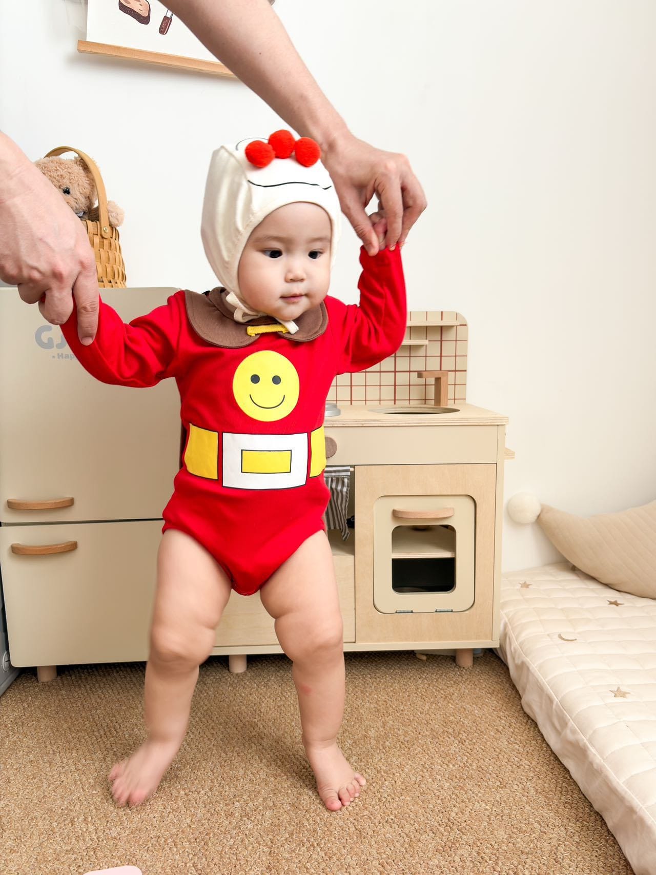 長袖ロンパース スーパーマンロンパース+マント+帽子コスチュームセット【mh0011192】