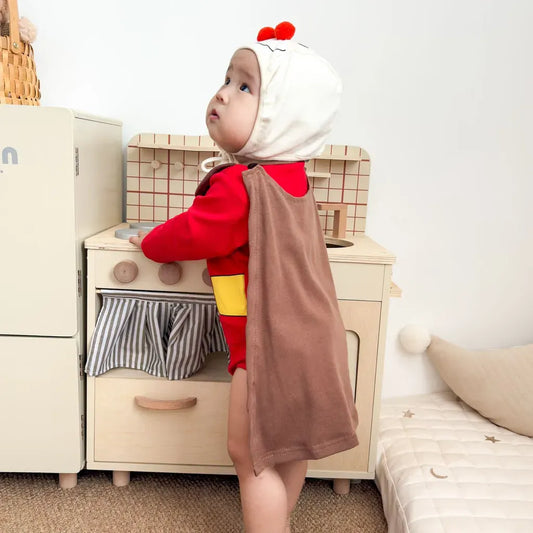 長袖ロンパース スーパーマンロンパース+マント+帽子コスチュームセット【mh0011192】